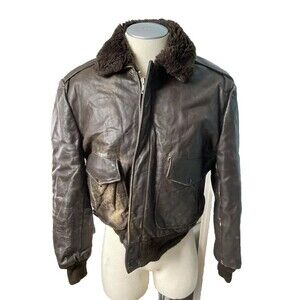 Sheplers Mens Western Leather Bomber Jacket Size 44 Sherpa Vintage